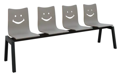 SMILE 4, dřevěná lavice do čekárny, 4-sedák, šedá, kostra černá